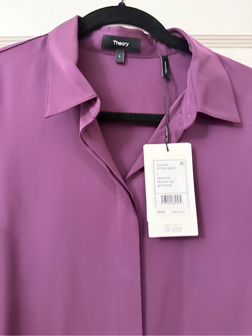 Theory Silk-Blend Blouse — Purple